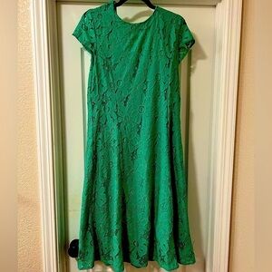 Bright Green lace overlay floral dress - Jemma - Like New - Size 14